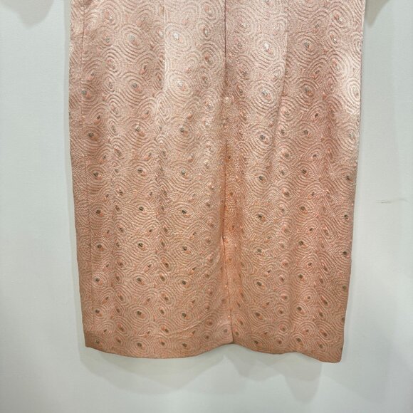 Siri Short Sleeve Lined Back Slit Dress Peach Metallic Silver - Picture 8 of 8